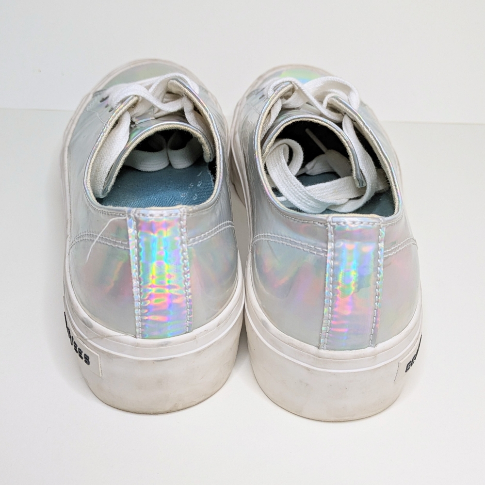 Silver Holographic Platform Sneakers Tennis Shoes SEAVEES women's 8.5 - Picture 4 of 8